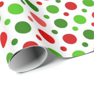 Red and green polka dots Christmas wrapping paper. Paper