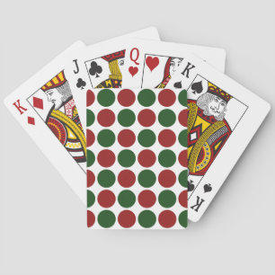 Red and Green Polka Dots on White Playing Cards