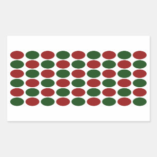 Red and Green Polka Dots on White Rectangular Sticker