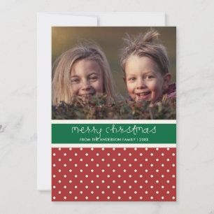 Red and Green Polka Dots Photo Christmas Card