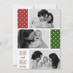 Red and Green Polka Dots Photo Holiday Card