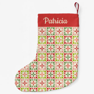 Red and Green Quilted Star Small Christmas Stocking