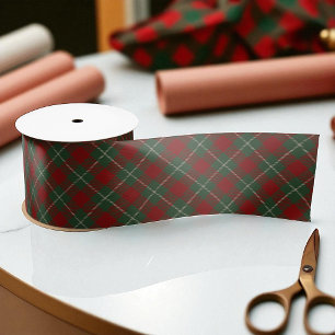 Red and Green Rustic Tartain Plaid Satin Ribbon