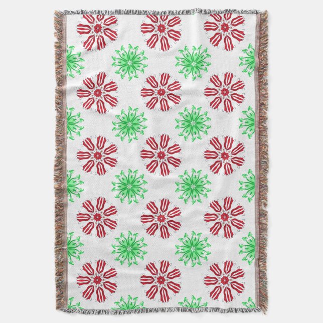 Red and green seamless pattern throw blanket (Front Vertical)
