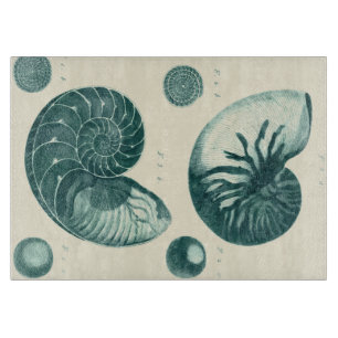 Red and Green Seashell Art Cutting Board