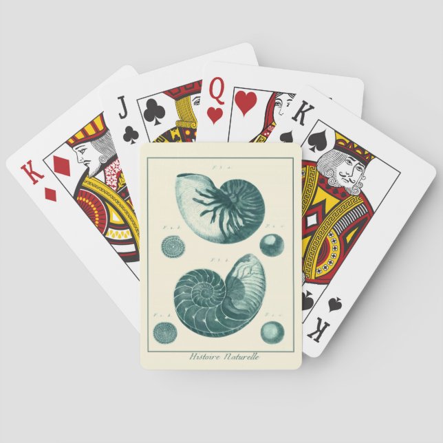 Red and Green Seashell Art Playing Cards (Back)