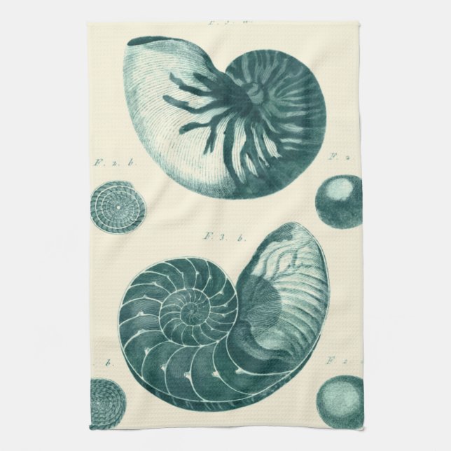 Red and Green Seashell Art Tea Towel (Vertical)