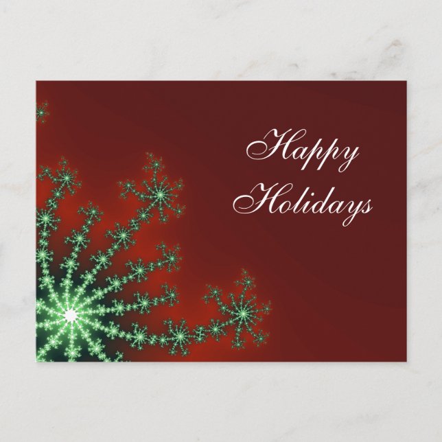 Red and Green Snowflake Business Holiday Postcard (Front)