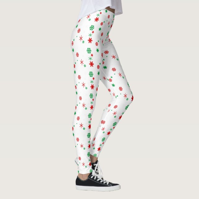 red and green snowflakes leggings (Right)