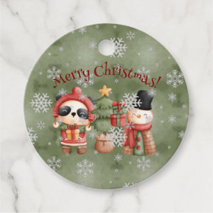 Red and Green Snowman Christmas tags