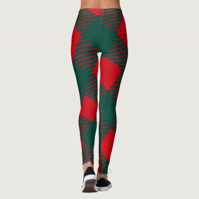 Red and green Square Box Modern Simple For her  Leggings (Back)
