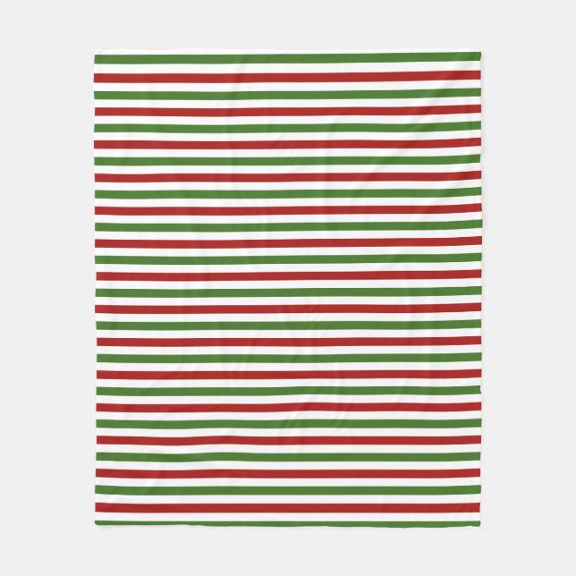 Red and Green Stripe Christmas Fleece Blanket (Front)