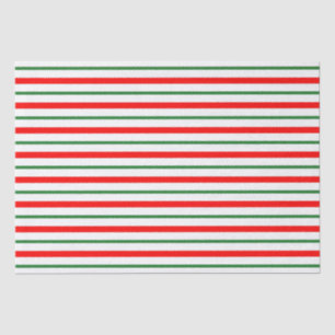 Red and Green Striped Tissue Paper
