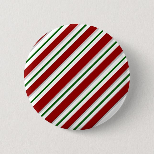 Red and Green Stripes 6 Cm Round Badge (Front)
