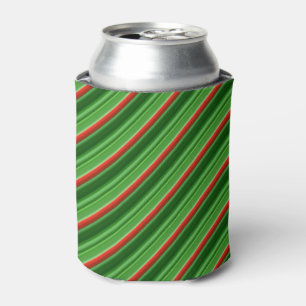 Red and Green Stripes Can Cooler