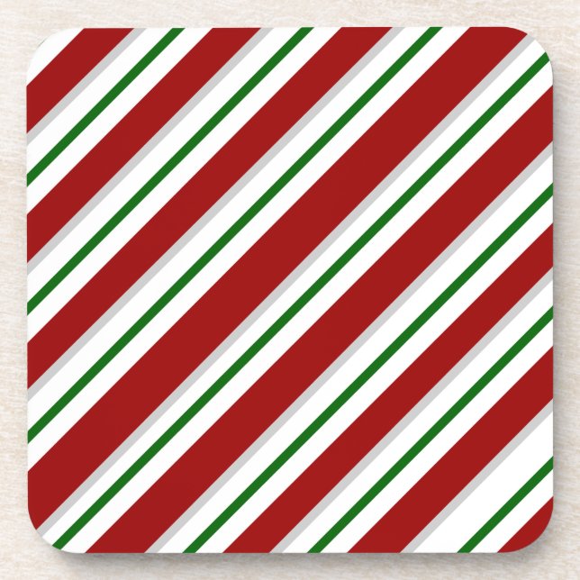 Red and Green Stripes Coaster (Front)