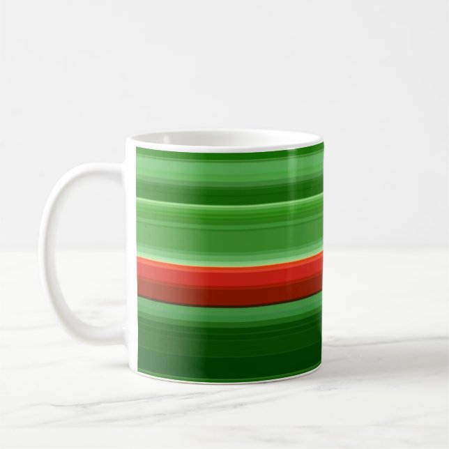 Red and Green Stripes Coffee Mug (Left)