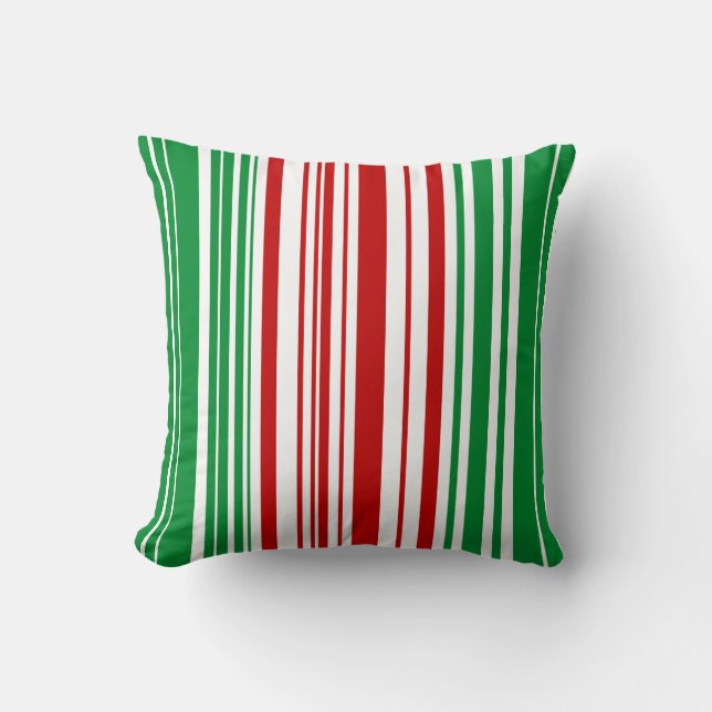 Red and Green Stripes Cushion (Front)