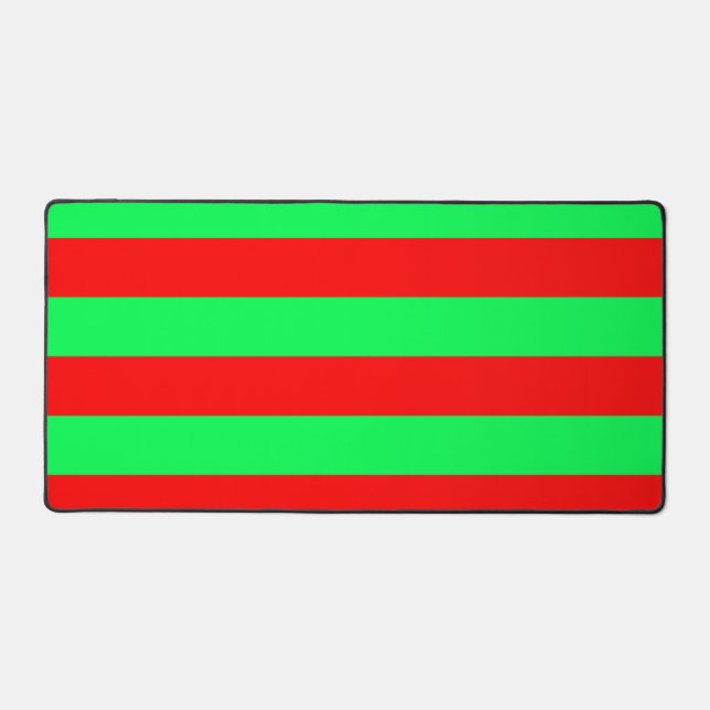 Red and Green Stripes Design Desk Mat (Front)