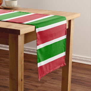 Red and Green Stripes Holiday Christmas Short Table Runner