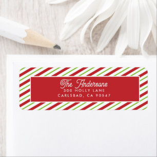 Red and Green Stripes Holiday Return Address