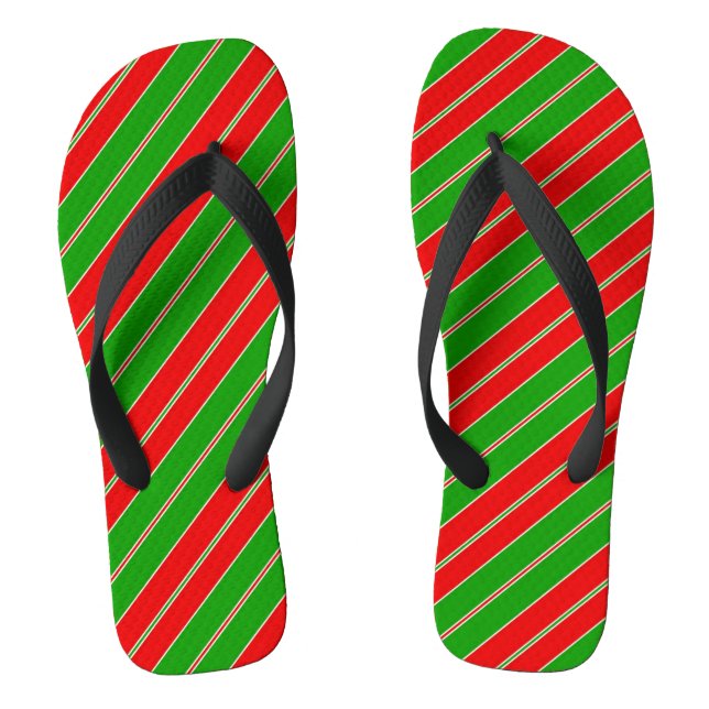 Red and Green Stripes Jandals (Footbed)