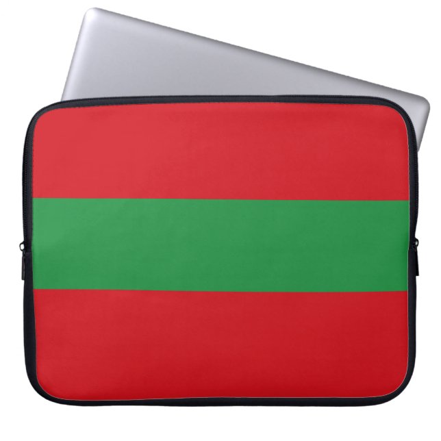Red and green stripes laptop sleeve (Front)