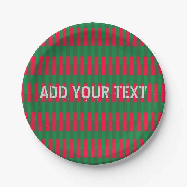 Red and Green Stripes Paper Plate (Front)