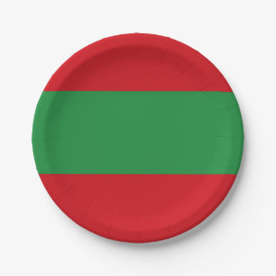 Red and green stripes paper plate