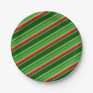 Red and Green Stripes Paper Plate