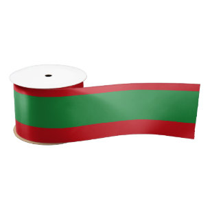 Red and green stripes satin ribbon