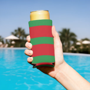 Red and green stripes seltzer can cooler