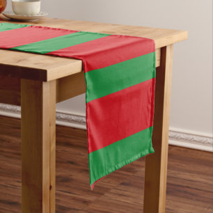 Red and green stripes short table runner