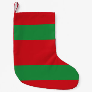 Red and green stripes small christmas stocking