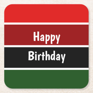 Red And Green Stripes Square Paper Coaster