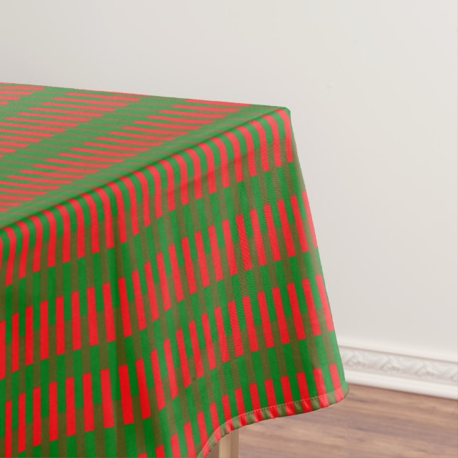 Red and Green Stripes Tablecloth (In Situ)