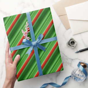 Red and Green Stripes Wrapping Paper
