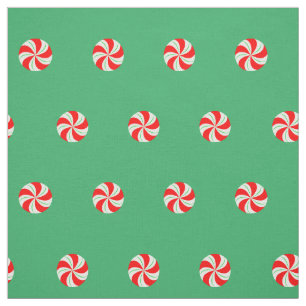 Red and Green Swirl Peppermint Candy Fabric