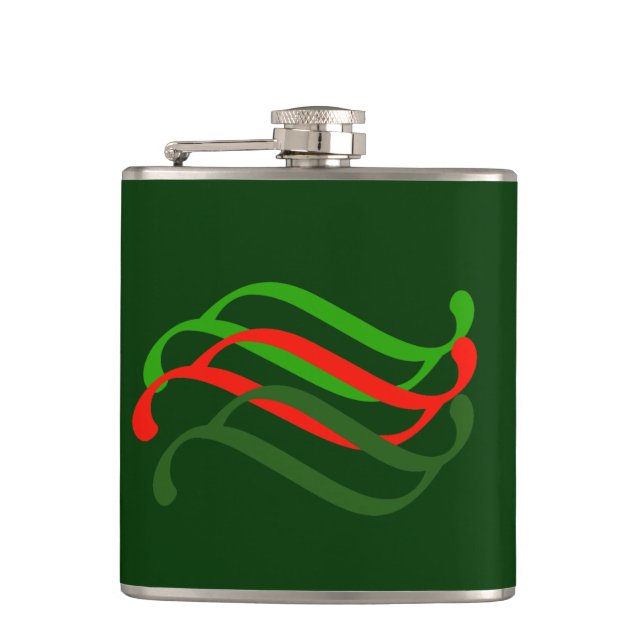 Red and green swirls Flask (Front)