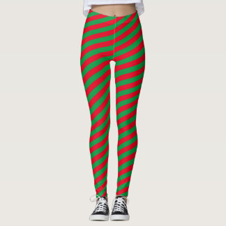 Red and Green Swirly Stripes Leggings