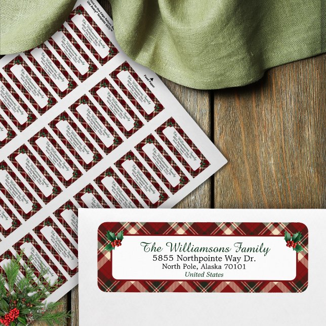 Red and Green Tartan Christmas Return Address (Creator Uploaded)