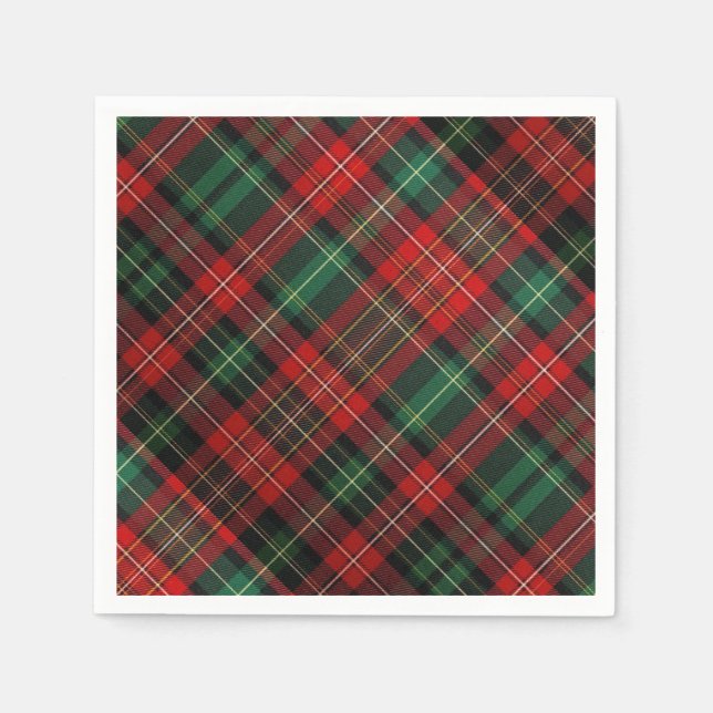 Red and Green Tartan Plaid Napkin (Front)