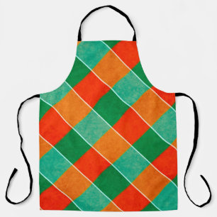 Red and green tartan plaid pattern apron