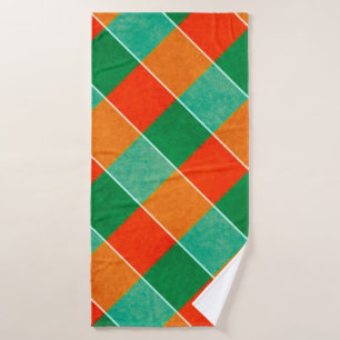 Red and green tartan plaid pattern bath towel