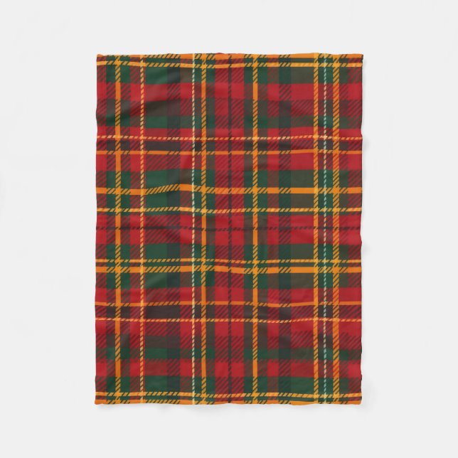 Red and Green Tartan Plaid Pattern Fleece Blanket (Front)