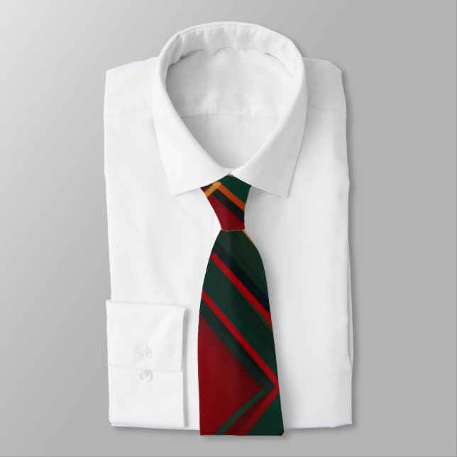Red And Green Tartan Plaid Pattern Neck  Tie (Tied)