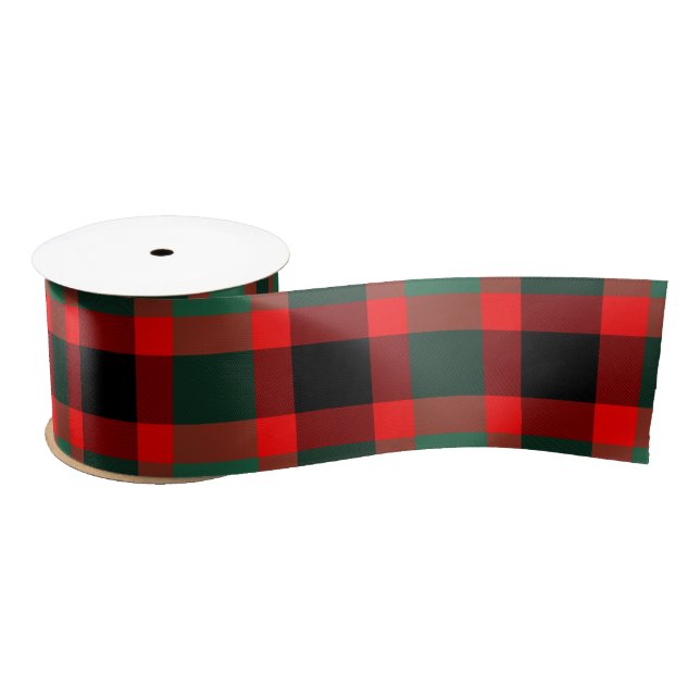 Red and Green Tartan Plaid Pattern Satin Ribbon (Spool)
