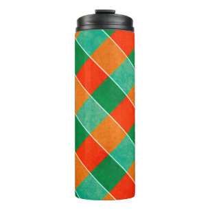 Red and green tartan plaid pattern thermal tumbler