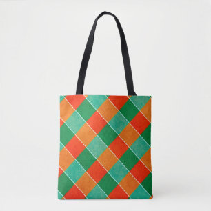Red and green tartan plaid pattern tote bag