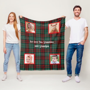 Red and Green Tartan Plaid We Love You Fleece Bl Blanket